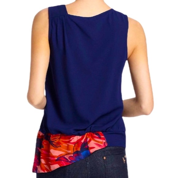 Anthropologie Leifsdottir Multicolor Malva Floral Asymmetric Hem Silk Top,Size 8 - Picture 2 of 11